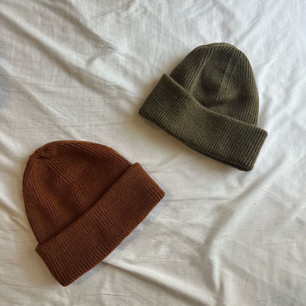 Urban Outfitters Brown and Olive Beanie Set